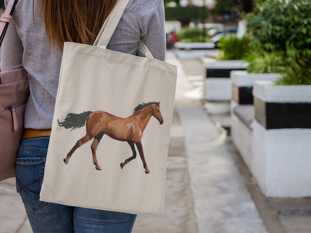 TORBA GRUBA WYTRZYMAŁA NADRUK KOŃ RÓŻNE NAPISY Marka inna