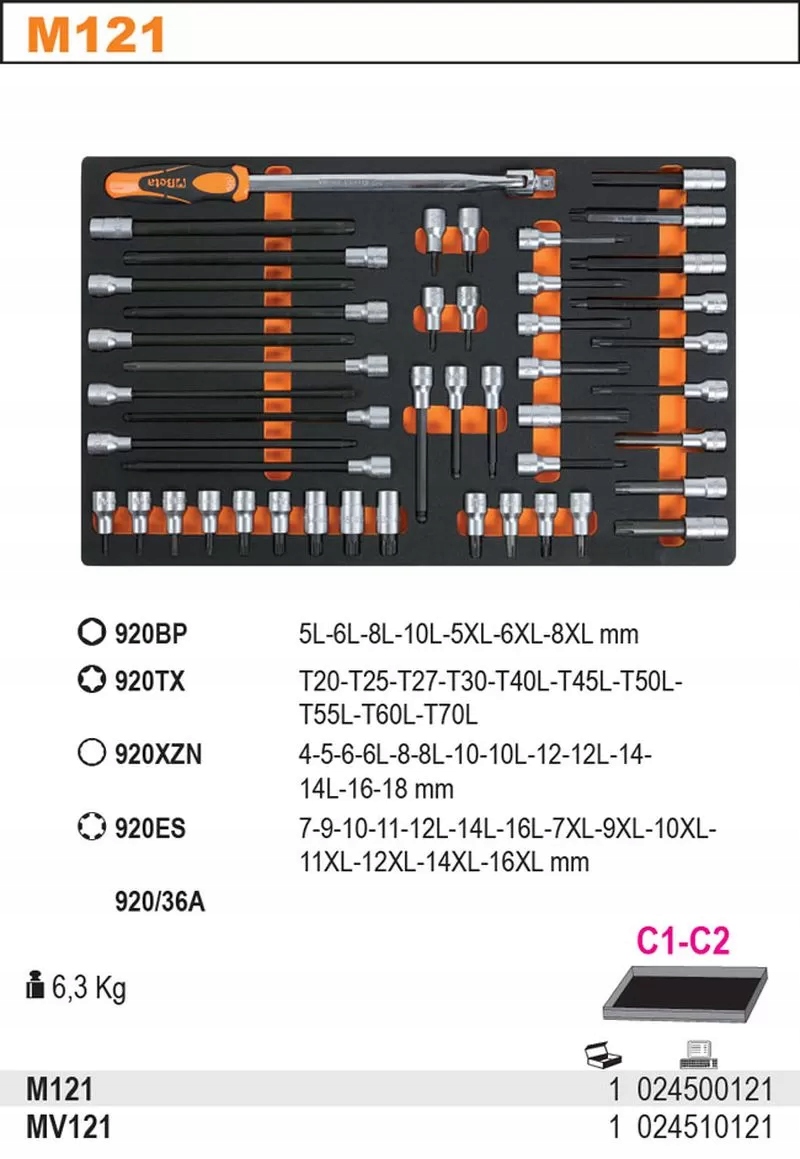 Wkład z zestawem 46 nasadek i akcesoriów Beta M121 Marka Beta