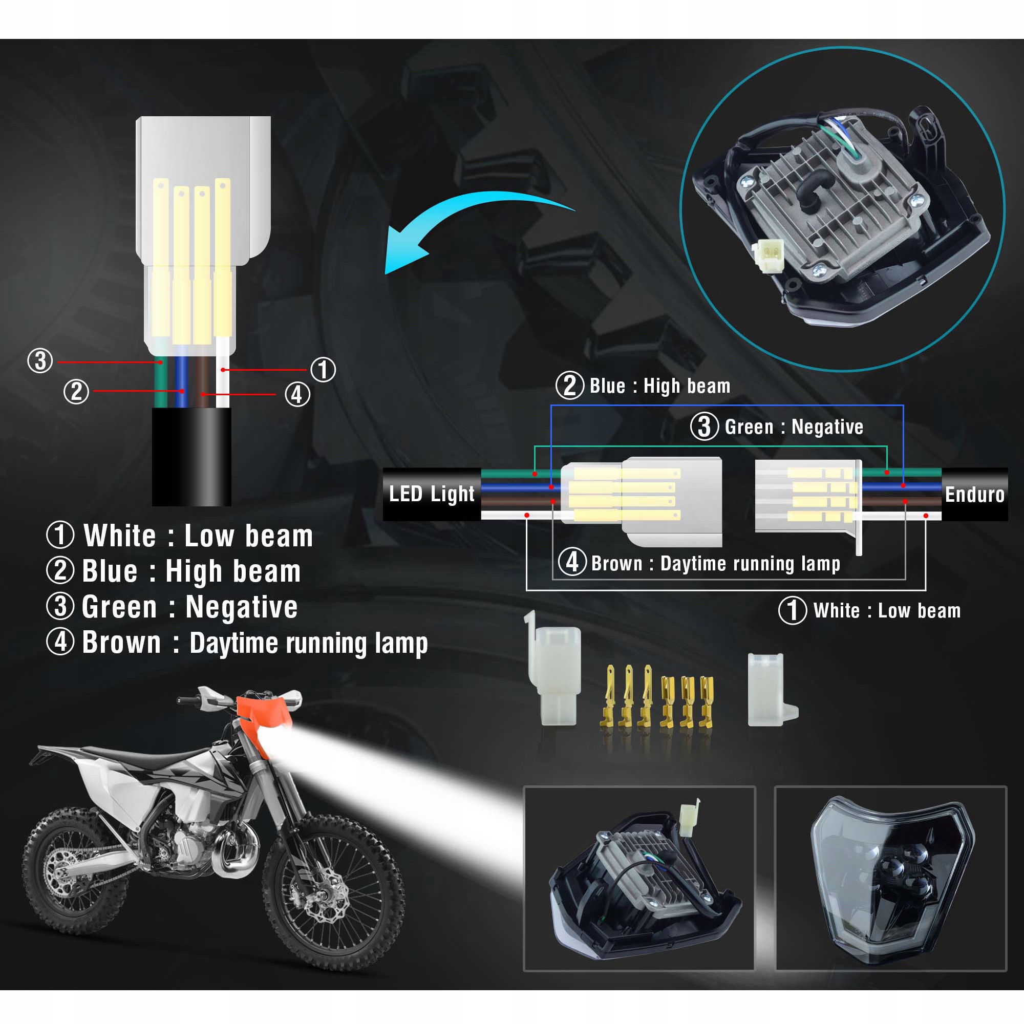 OWIEWKA LAMPA KTM EXC HOMOLOGACJA E8 ENDURO czacha Producent inny