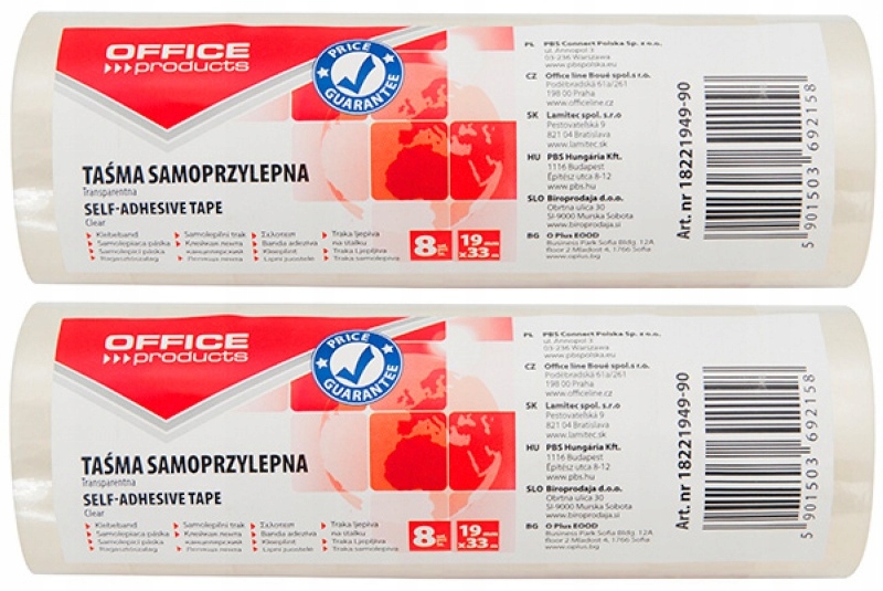 

Taśma klejąca Office Products 19mm-33m 16 szt