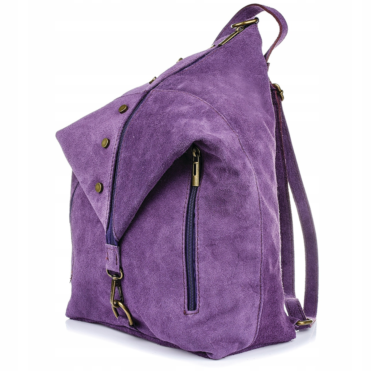 Batoh Dámský Kožený Semišový velký italský A4 kožená kabelka rozkládací