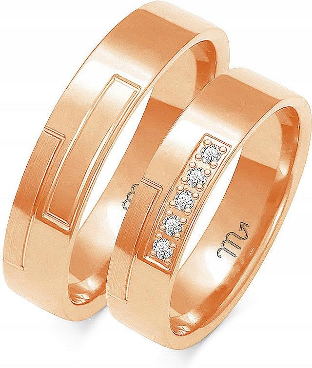 Růžové snubní prsteny pro novomanžele svatba 585, 20 21 22, kolekce na svatba pro páry