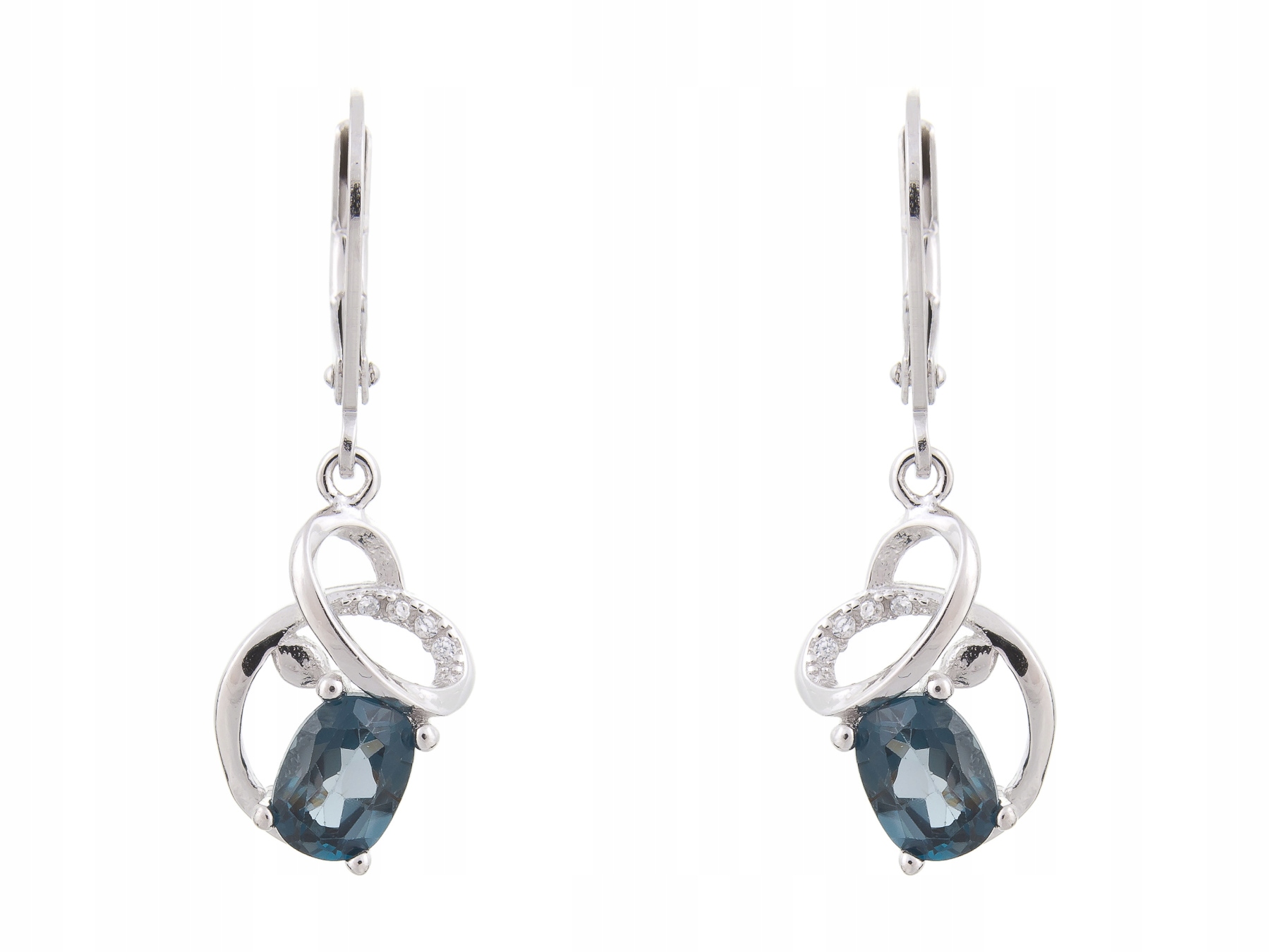 Stříbrné Visací Náušnice S Rodovaným London Blue Topazem