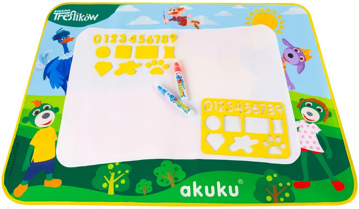 AKUKU MAGICZNA MATA WODNA DO MALOWANIA WODĄ RODZINA TREFLIKÓW ZESTAW A0638 Bohater Rodzina Treflików