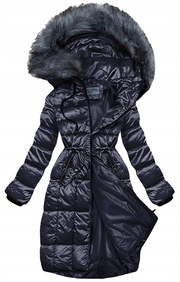 Zimní Bunda S Kožešinou B8073 Námořnická Modrá M (38)