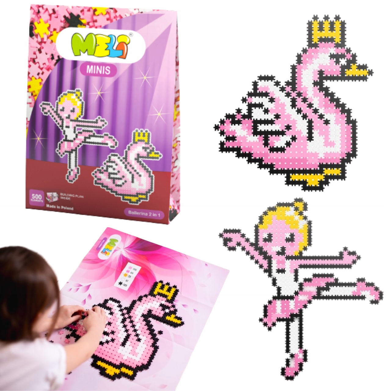 

Puzzle Mozaika Klocki Meli Minis Ballerina 2W1 500