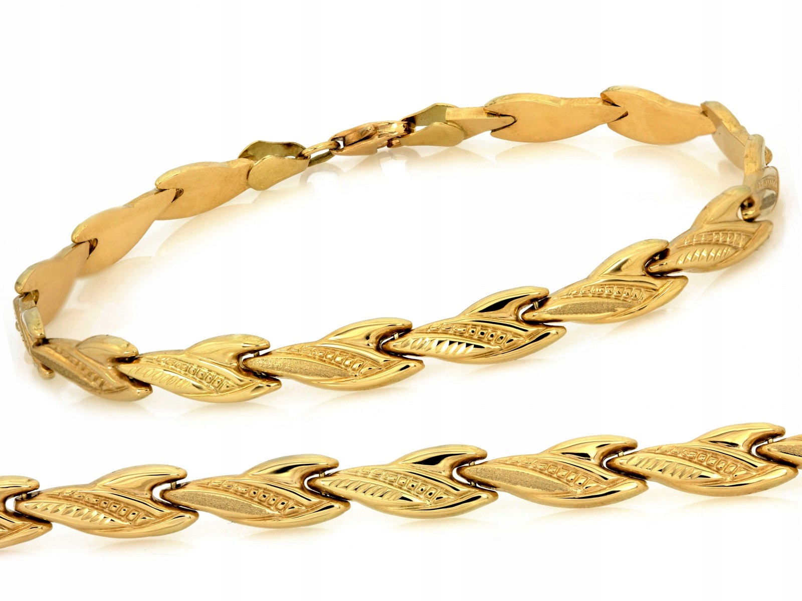 Módní zlatý náramek 585 14k, satinovaný a diamantový, 4.73 g pro ženy