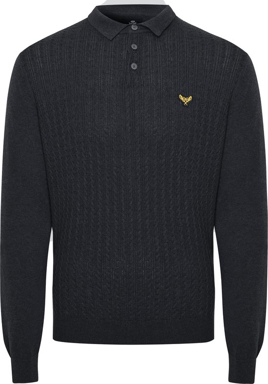 Sweter czarny polo Threadbare M