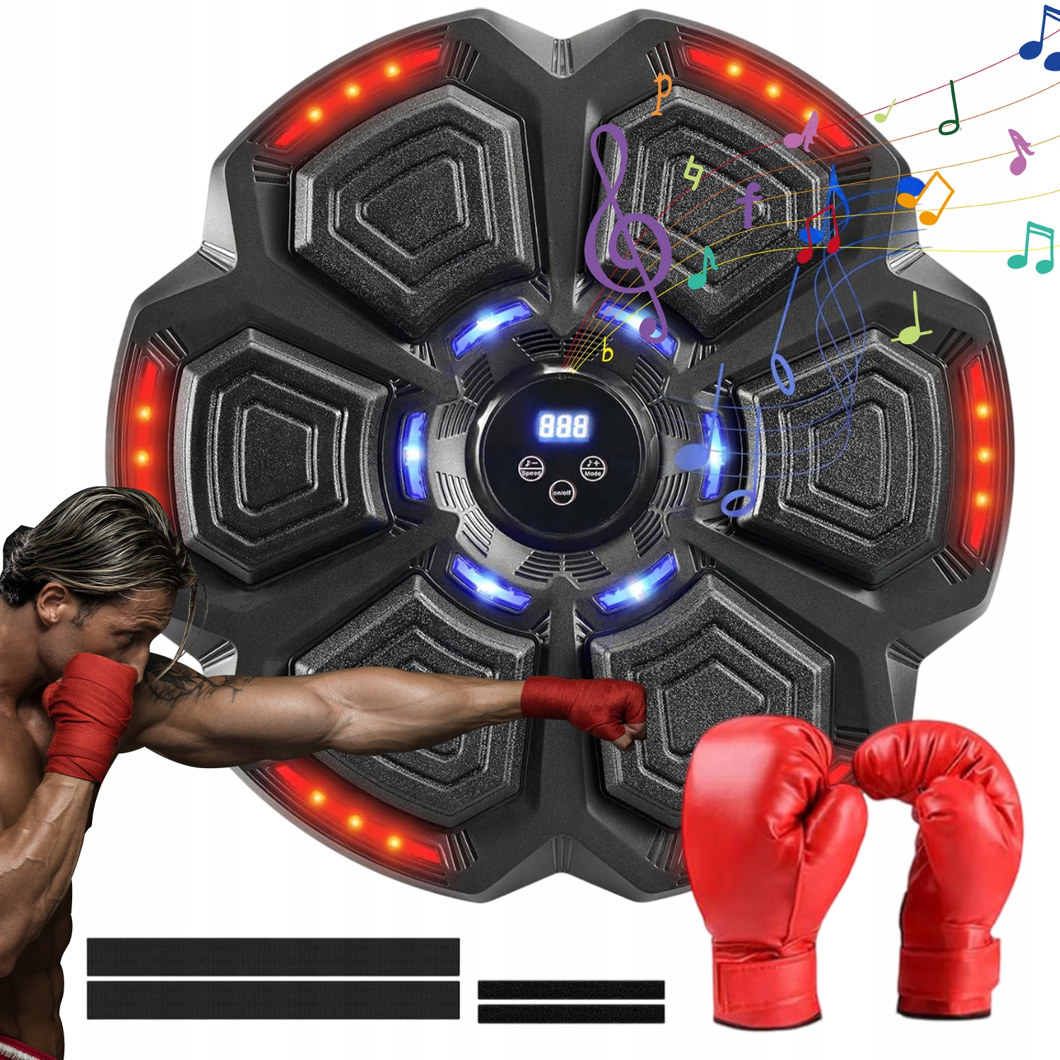 Hudební Boxovací Kotouč Bluetooth Pu 9 Rychlostí Počítadlo Magnet Dotyk