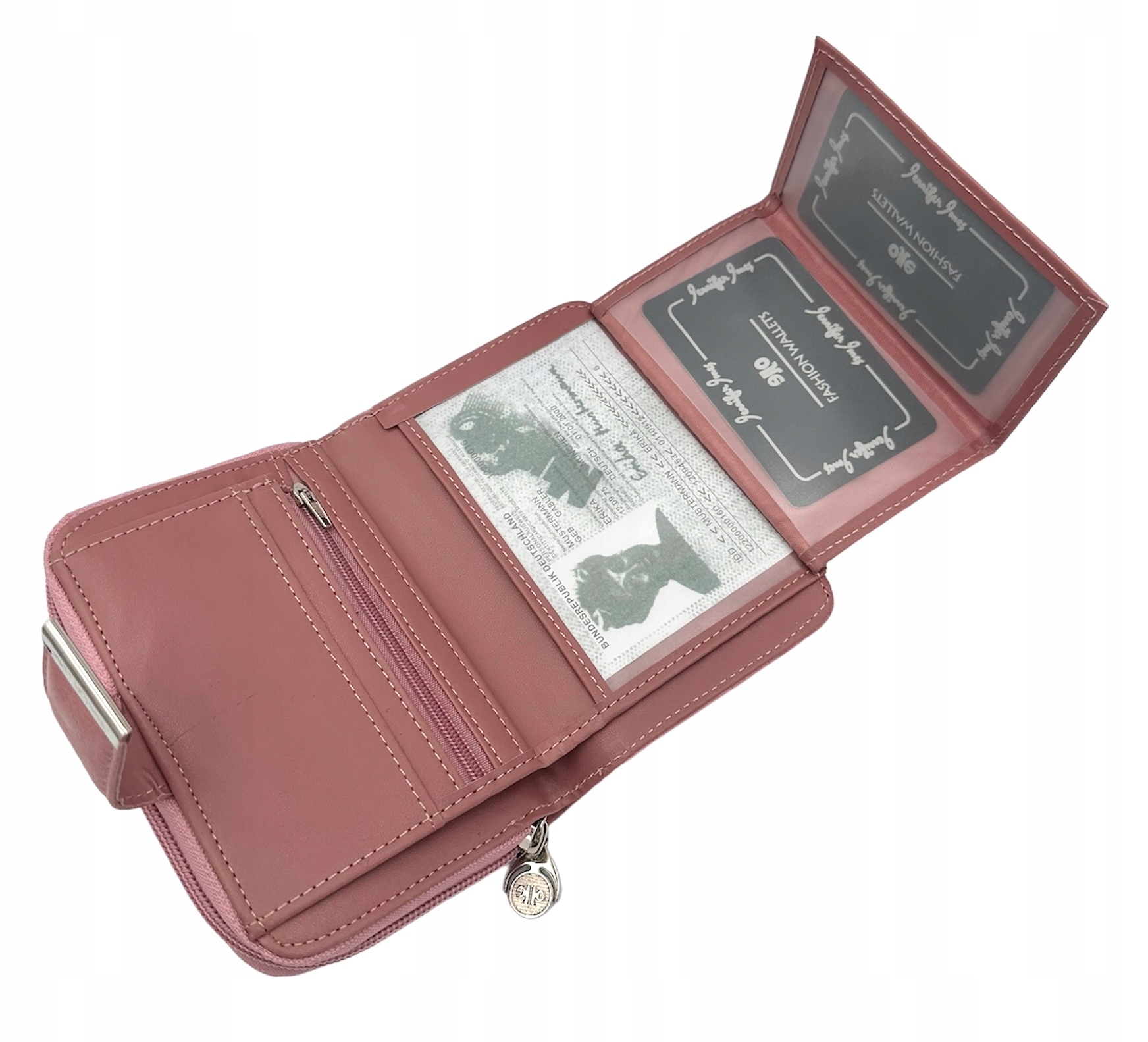 PORTFEL DAMSKI RÓŻOWY MAŁY SKÓRZANY PREZENT JENNIFER JONES Model 1104-07