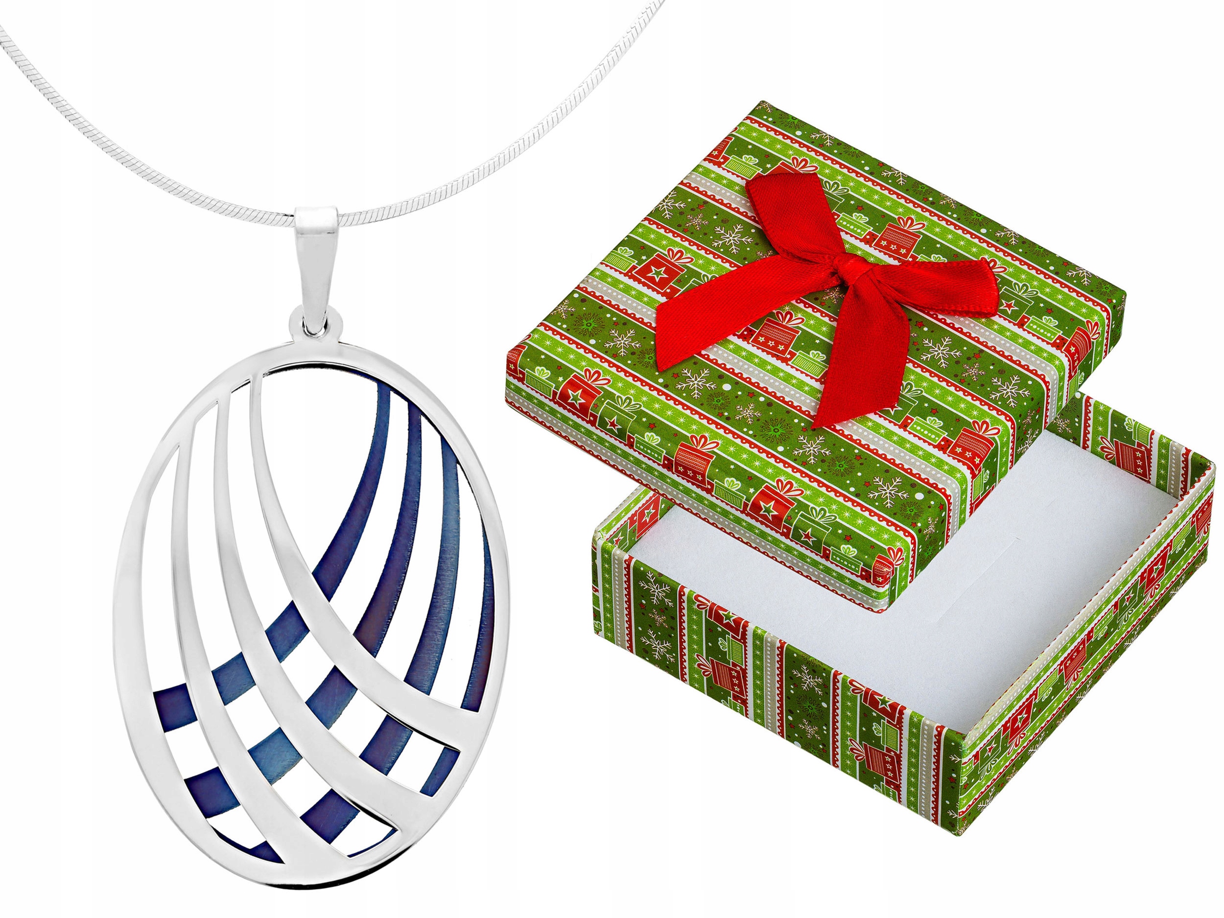 Velký Stříbrný Geometrický Oválný Dámský Náhrdelník z Titanu Krátký 42 cm