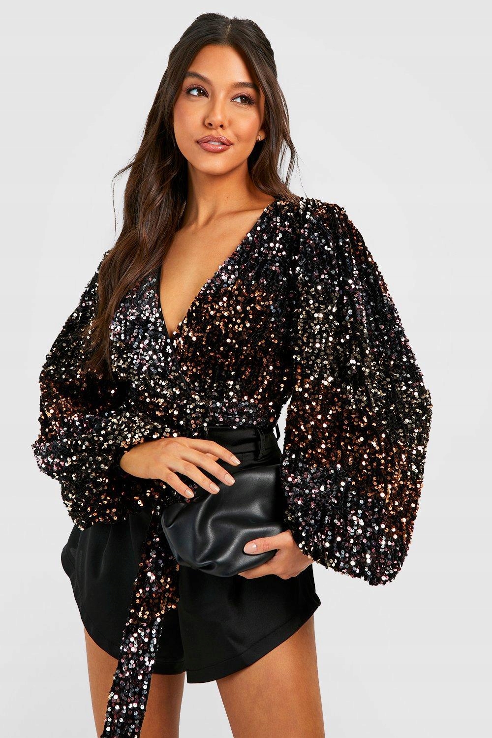 IC47206 *BOOHOO BODY BOGATO ZDOBIONE CEKINAMI PASEK XXL Rozmiar S (36)