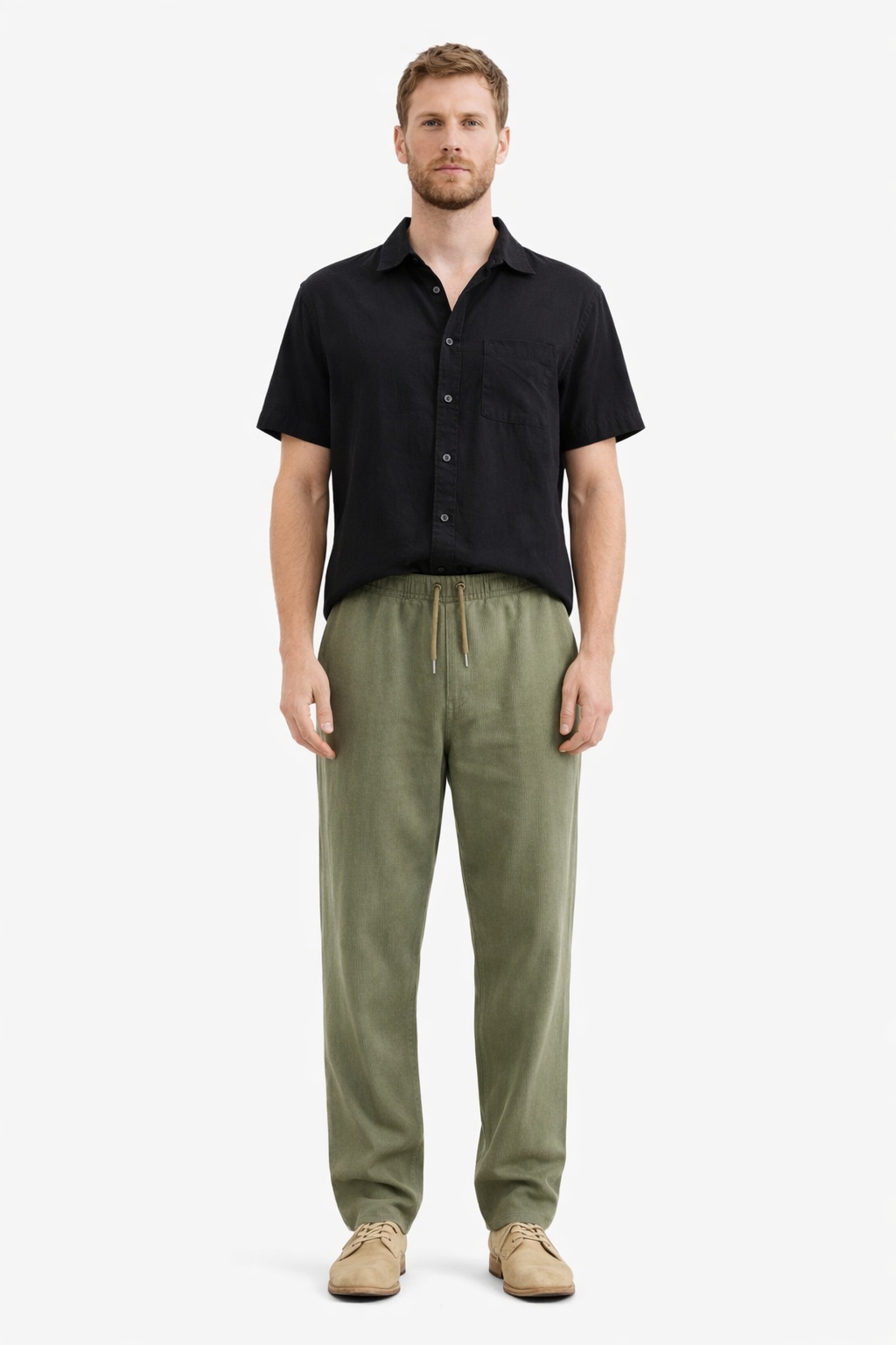 Solid Ležérní Lnové Kalhoty Zvýšené Pohodlí A Kapsy S I1D