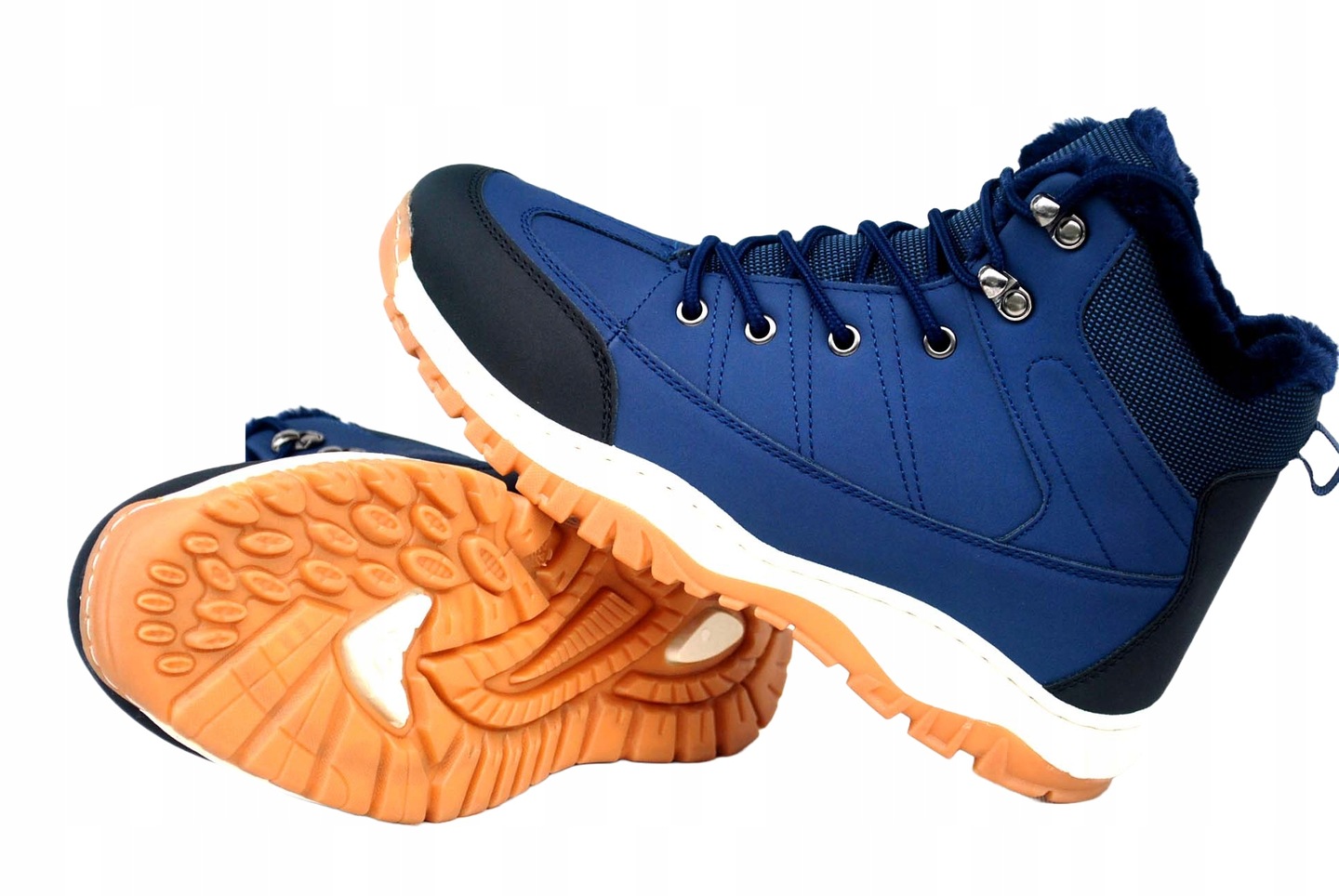 BUTY OCIEPLANE ZIMOWE ŚNIEGOWCE TREKINGOWE SPORTOWE SZYTE TRAPERY MOCNE Materiał zewnętrzny skóra ekologiczna