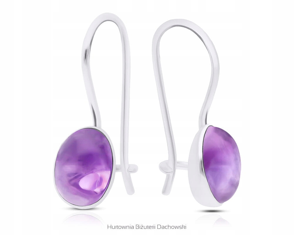Kolczyki srebrne z naturalnym ametystem, srebro925,kamień naturalny