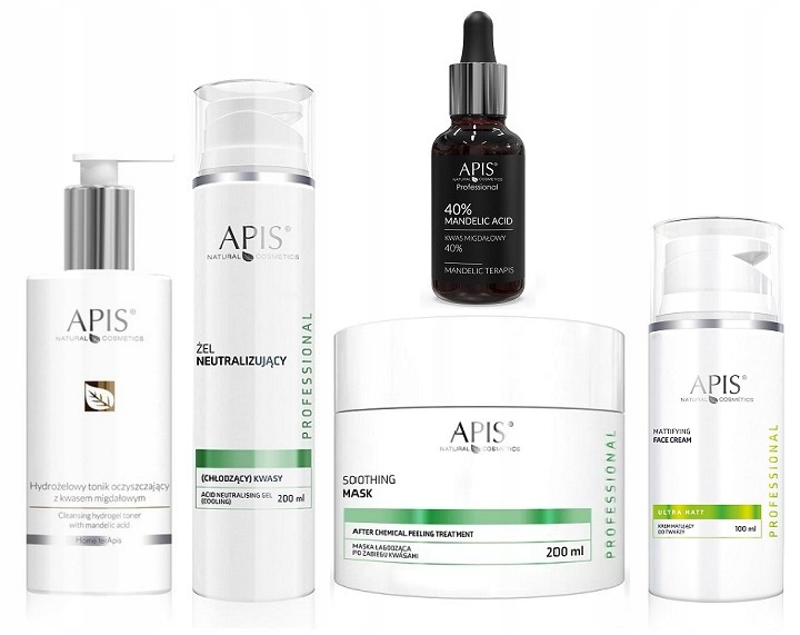 Apis Zestaw Kwasowy Kwas Migdałowy 40% Tonik Neutralizator Maska Krem Mat