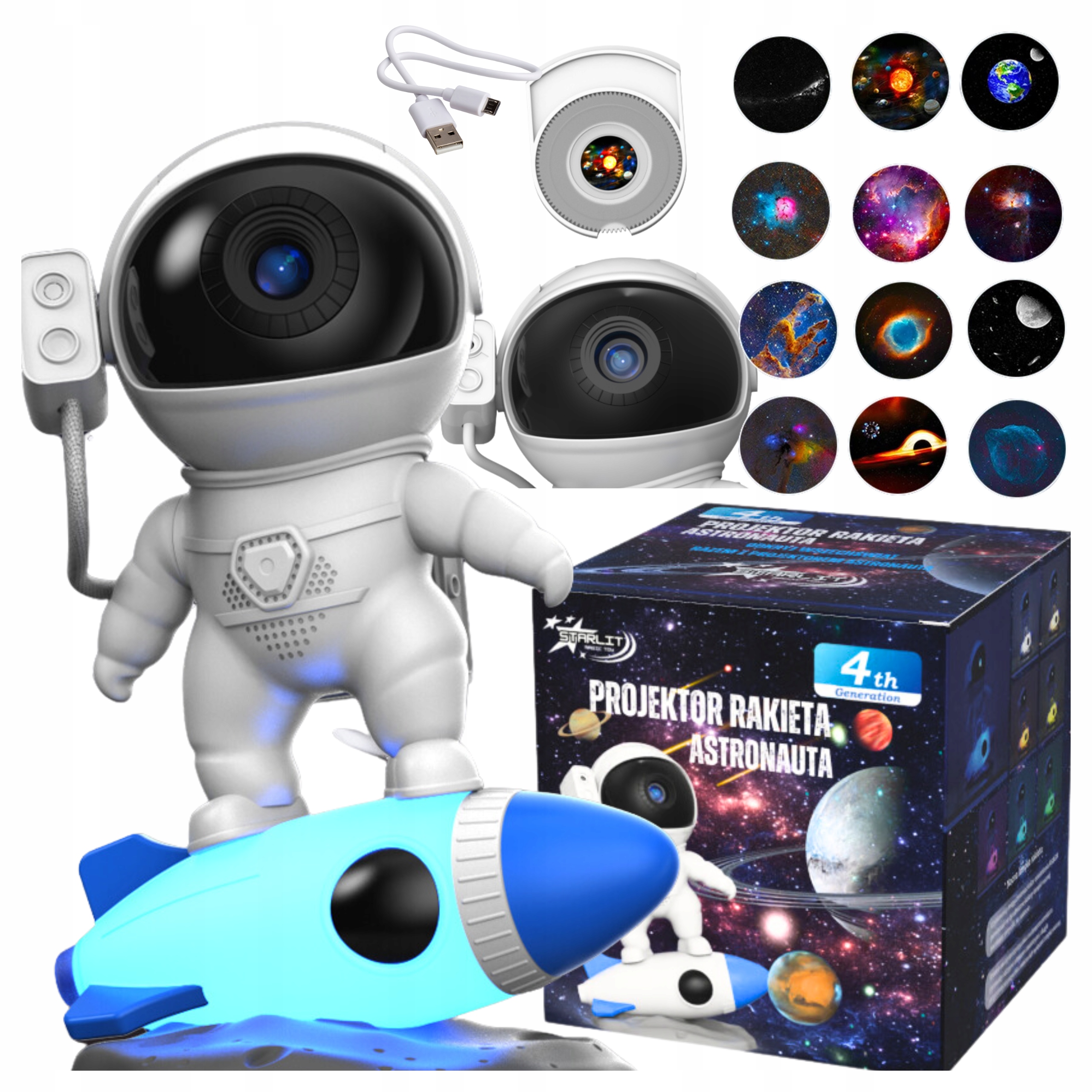 Lampka Nocna Led Projektor Gwiazd Planetarium Planety Gwiazdy Rzutnik Niebo