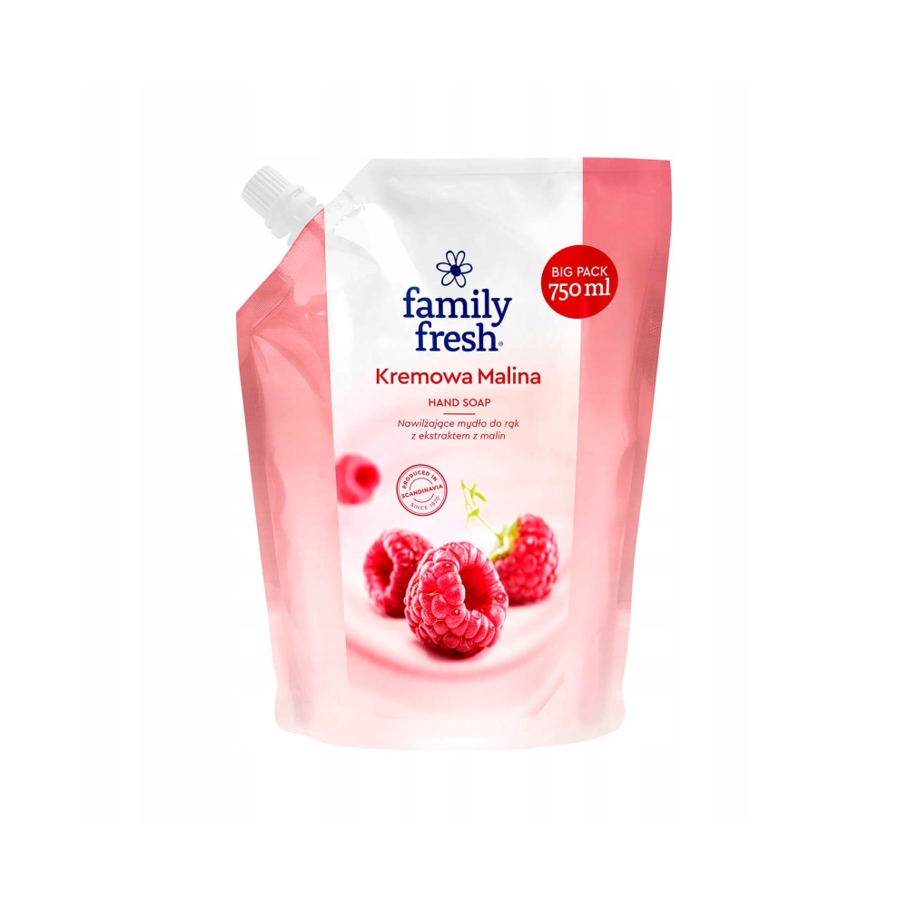 FAMILY FRESH KREMOWA MALINA MYDŁO DO RĄK REFILL 750 ML