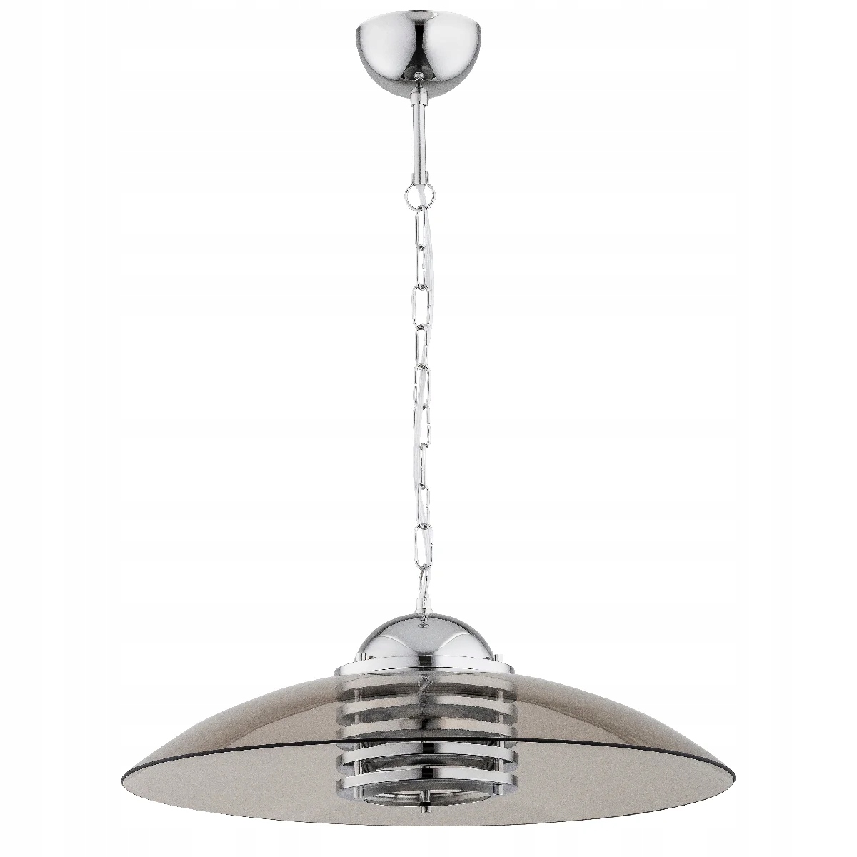 Závesná lampa chrómová, dymová, okrúhla, 48 cm, do obývačky Alfa