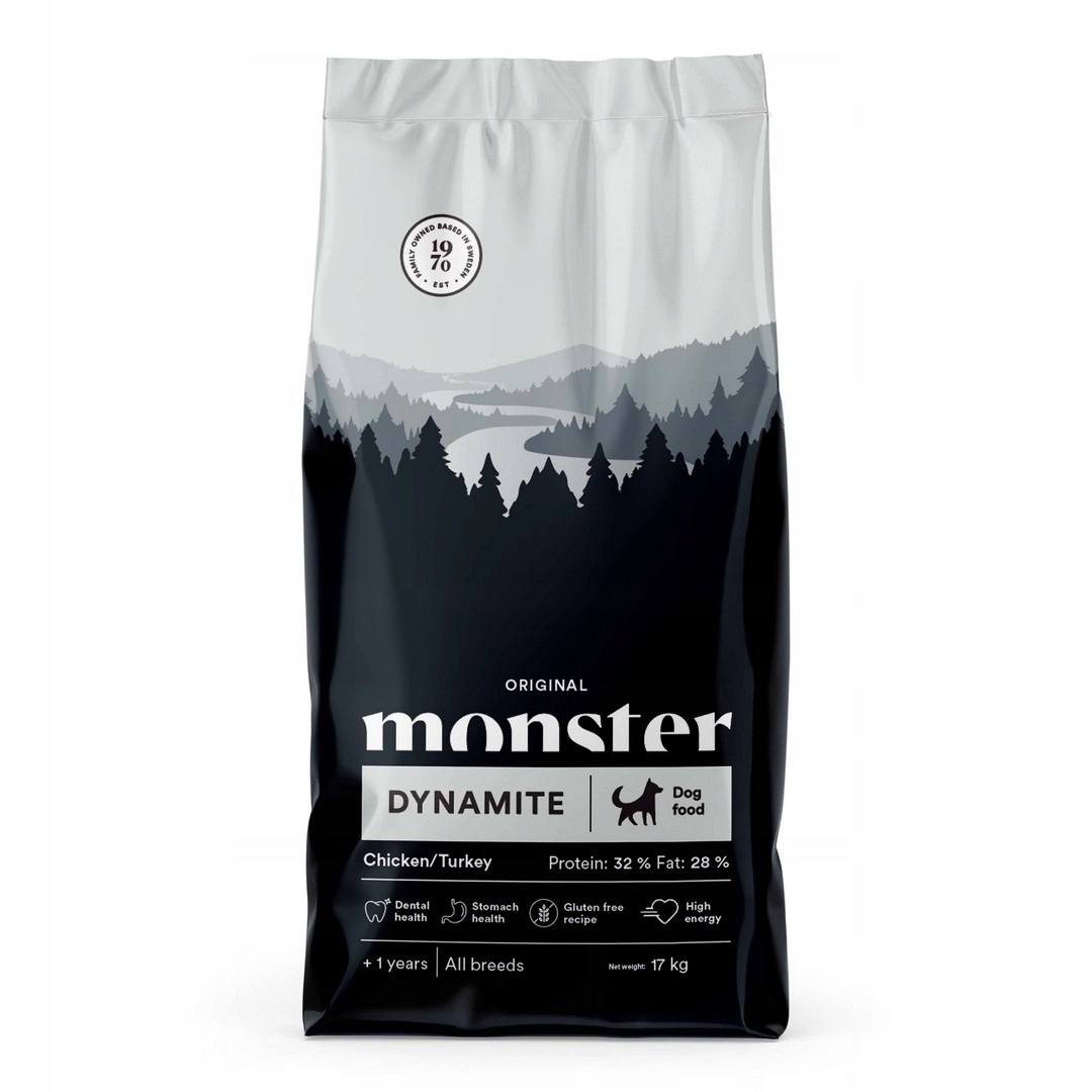 Monster Dog Original Dynamite 17kg Suché Krmivo pro aktivní psy Kuřecí Krůta