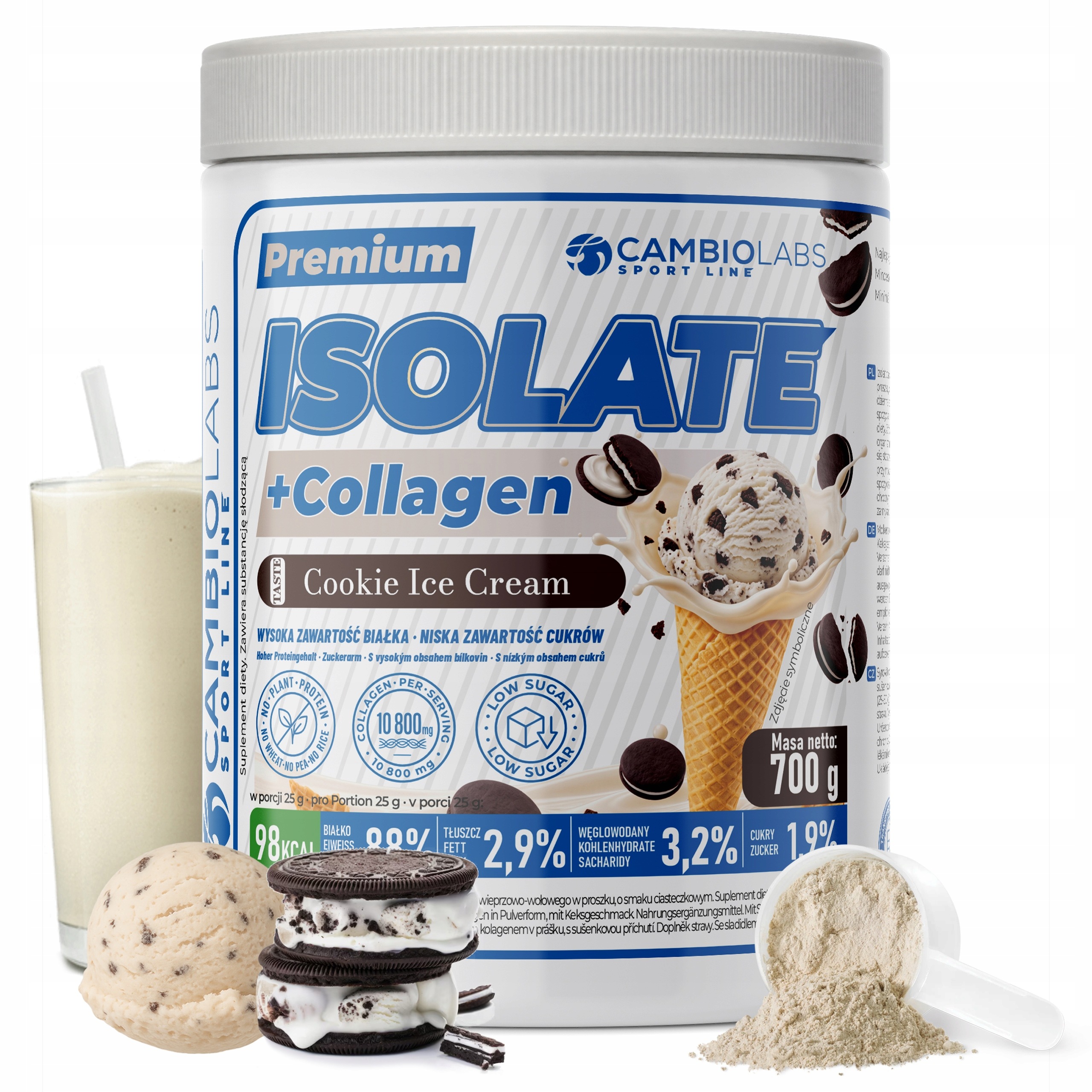 Proteinový izolát Wpi kolagen 700 g protein sušenková zmrzlina cookie
