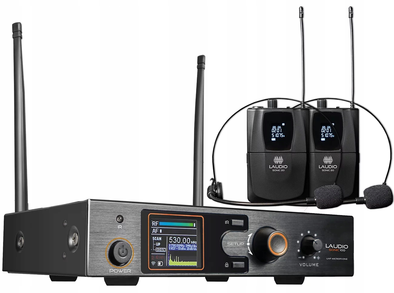 Bezdrátové mikrofony Laudio Sonic 220 Sada 2 x náhlavní mikrofon
