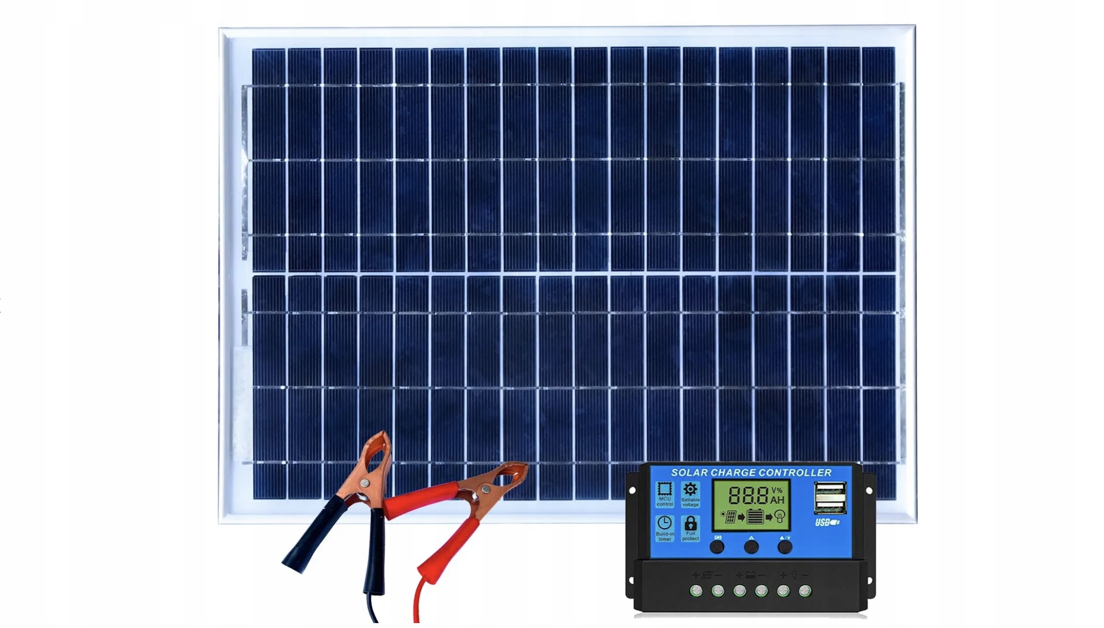 Sada Solárnych Panelov Solárna Batéria Nabíjačka Regulat 50W 12V