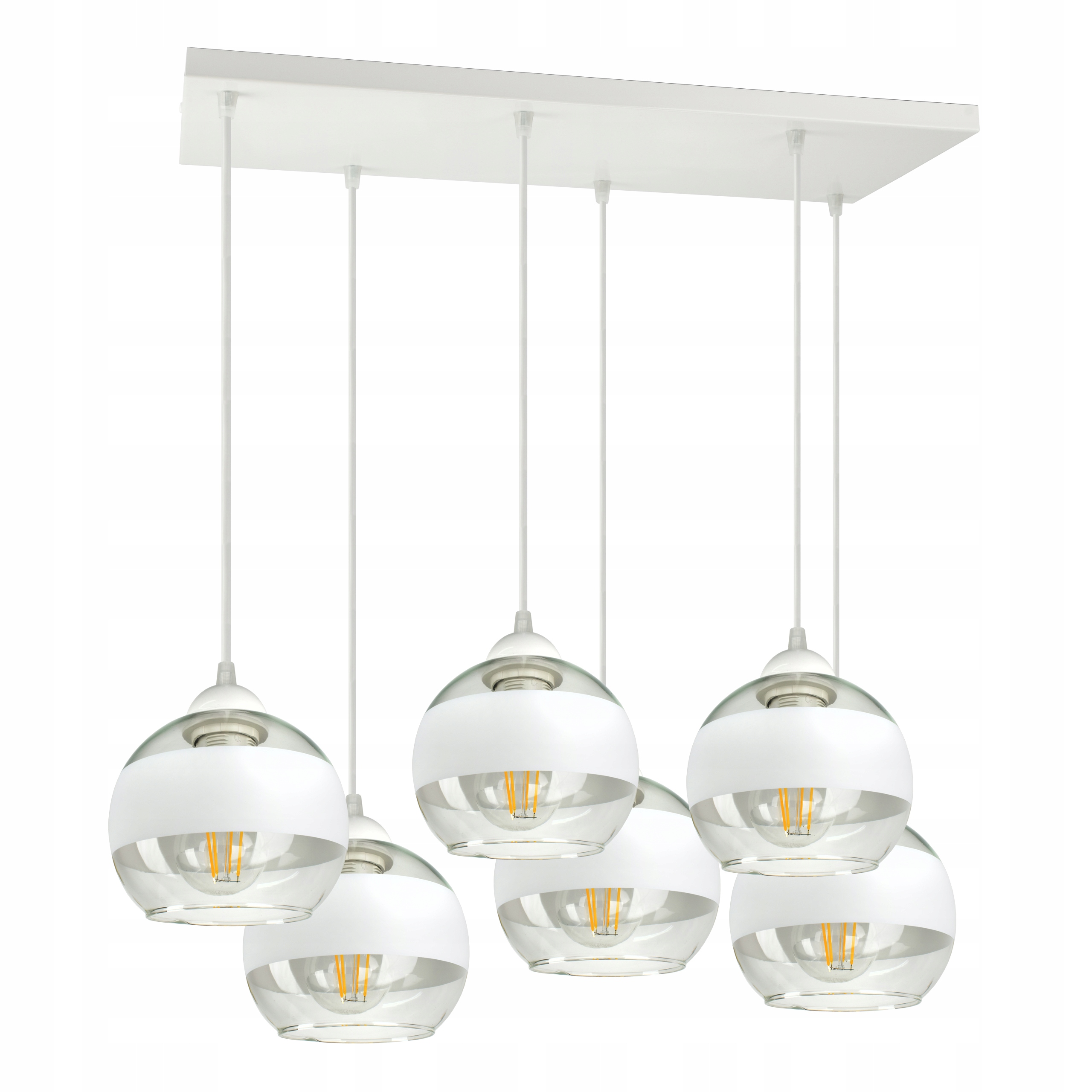 Velká Stropní Svítidlo Lustr Bílá Skleněné Koule Bílý Pás AZ6 Led E27