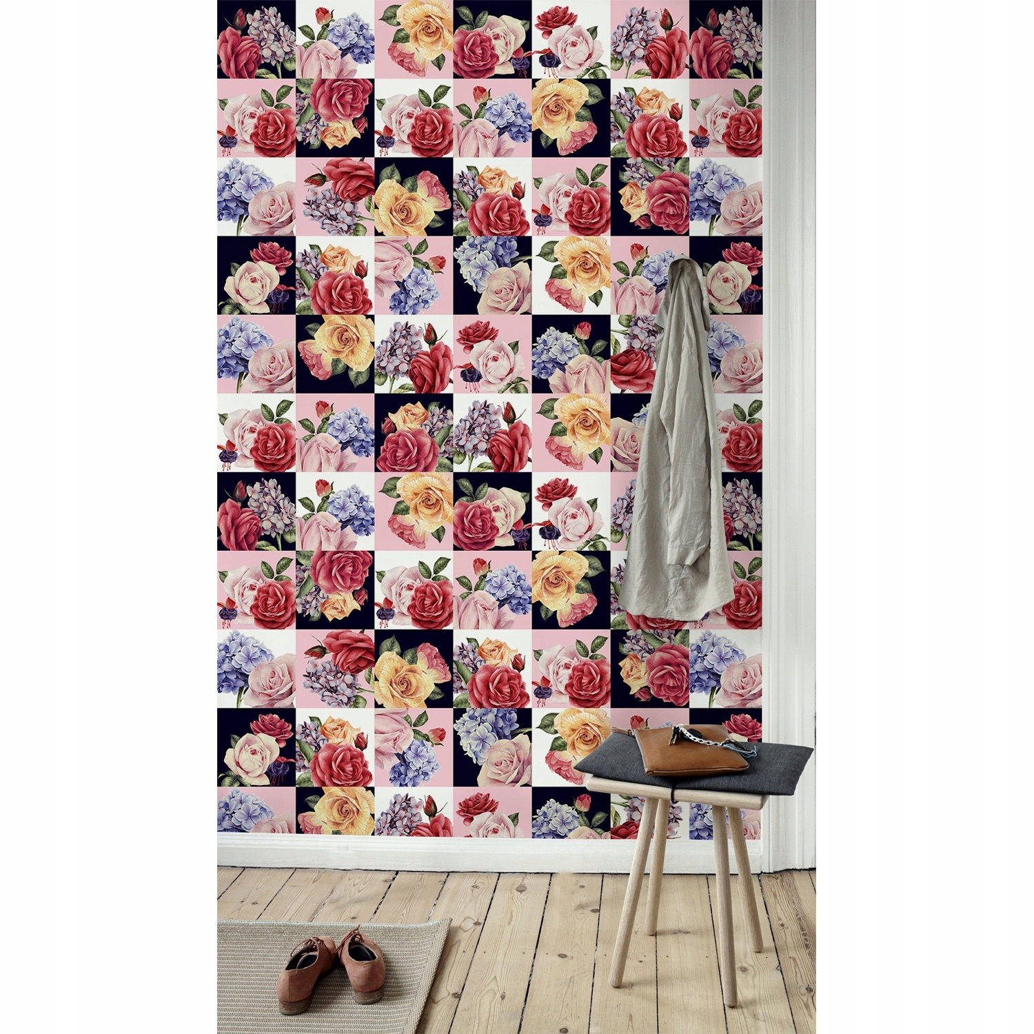 

Tapeta ścienna Kwiaty patchwork kolorowe 360x250cm