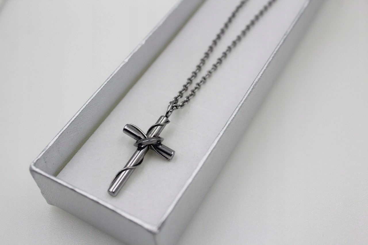 Łacuszek z krzyżykiem stal chirurgiczna 60cm Splot Ankier