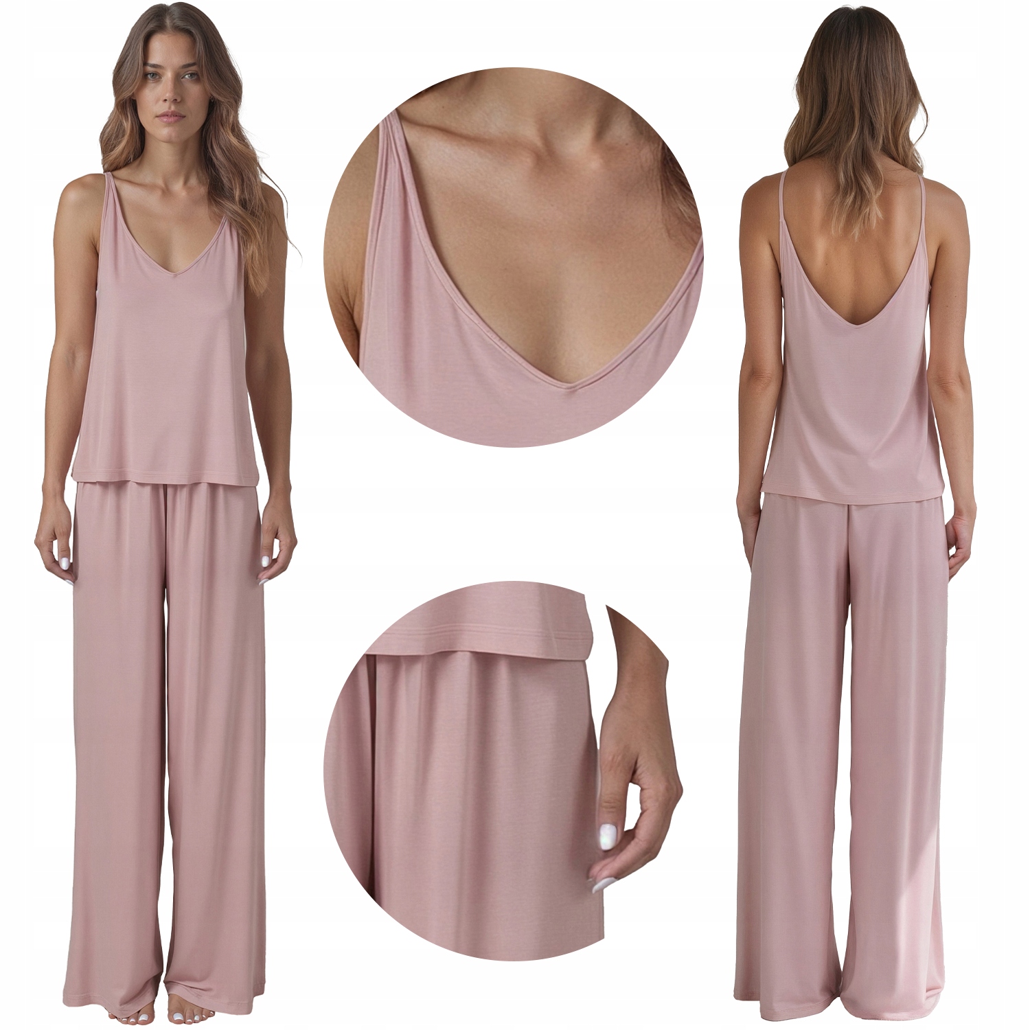 Vivisence 2046 różowy wiskoza komplet top spodnie S Piżama