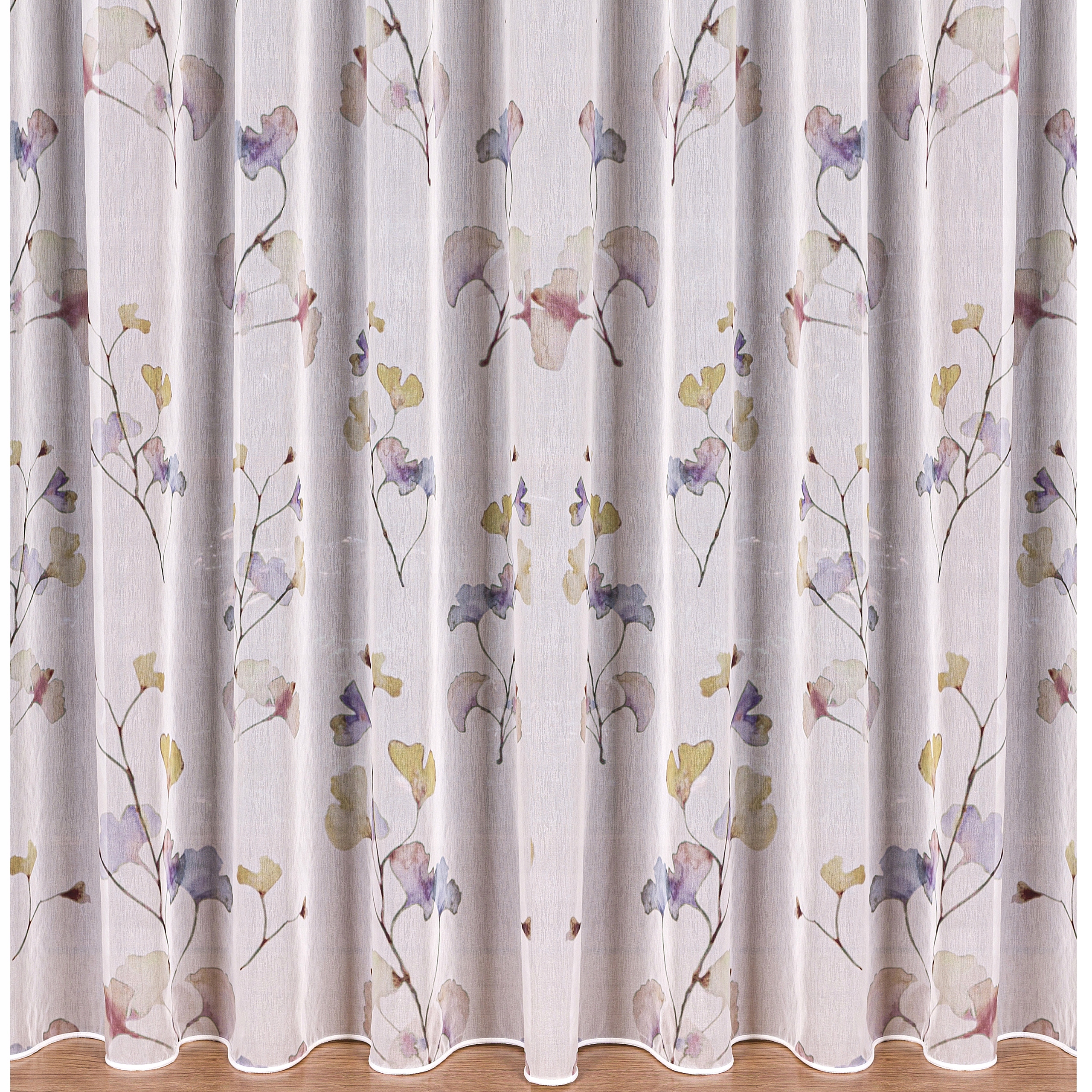 Hotová Záclona Bílá Fantazijní s potiskem Olověná páska Žabky 800x230