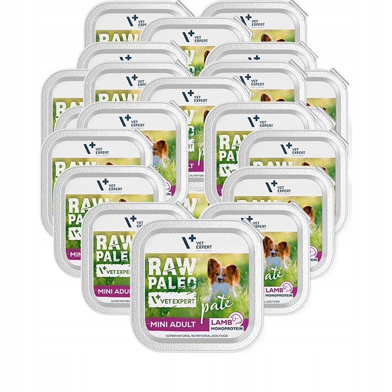 Mokra karma dla psów dorosłych małych ras jagnięcina Raw Paleo Pate 24x150g