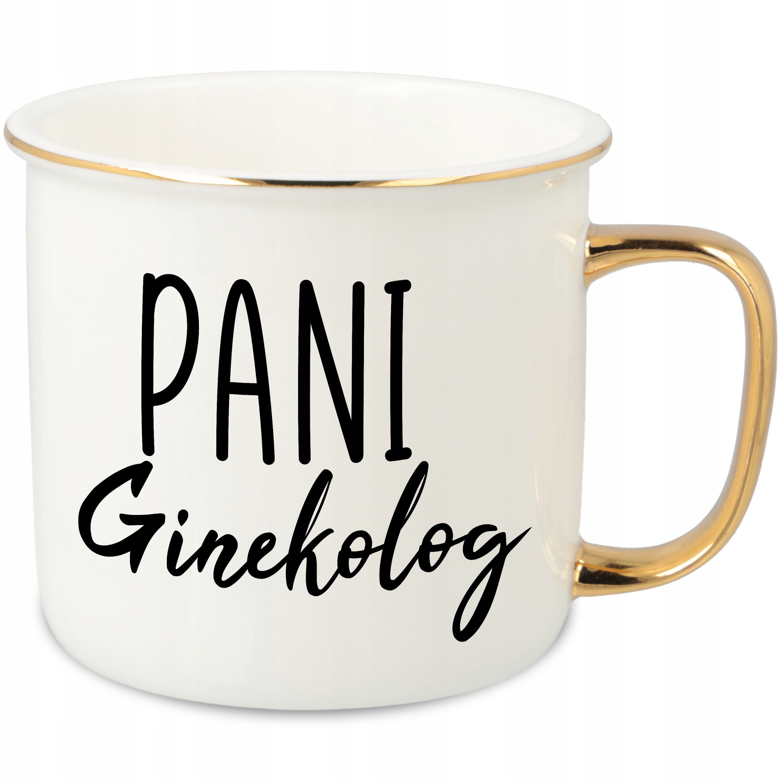 Hrnek Ucho Forma Zlatý Porcelánový Retro 280ML Dárek Pro Paní Gynekologku