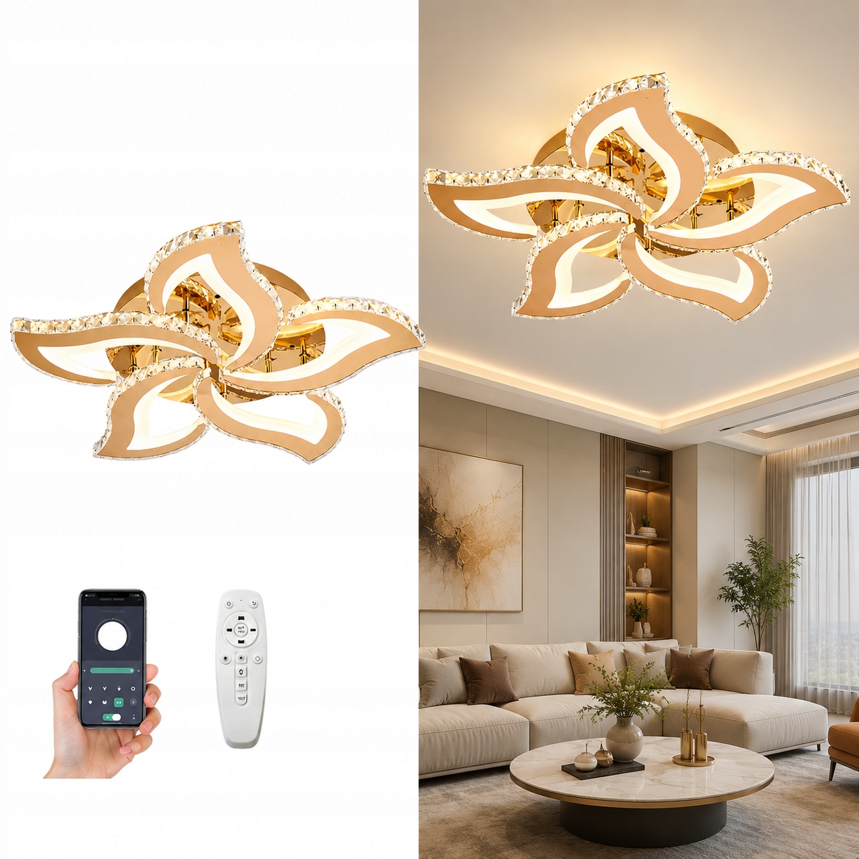 Závesná lampa AjieQaQ Stropné Svietidlo 5 – svetelné body, integrovaný Led zdroj