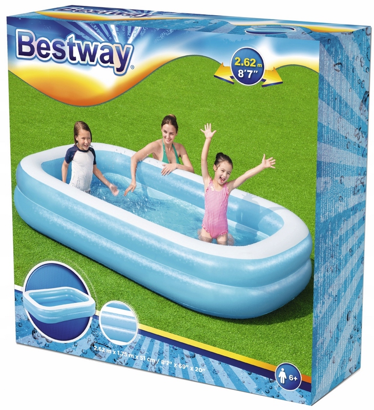 Basen Dla Dzieci Ogrodowy Dmuchany Duży prostokątny 262x175x51cm