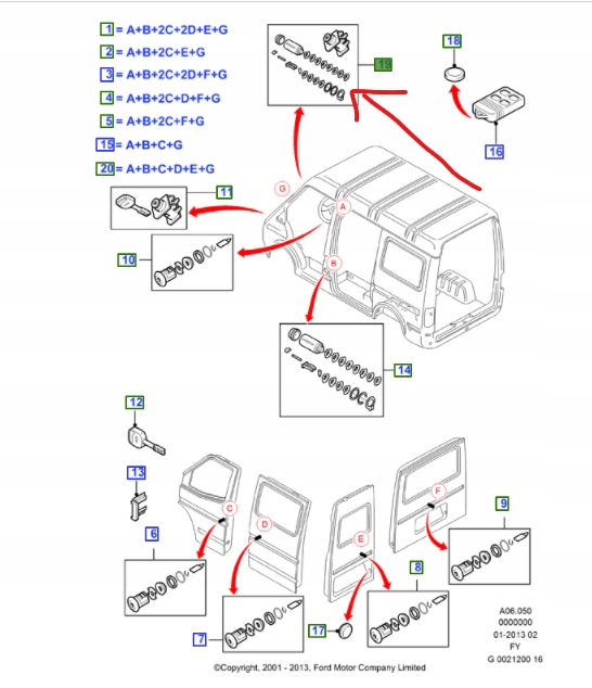WKŁADKA ZAMKA MASKI FORD TRANSIT CONNECT 2000-2006
