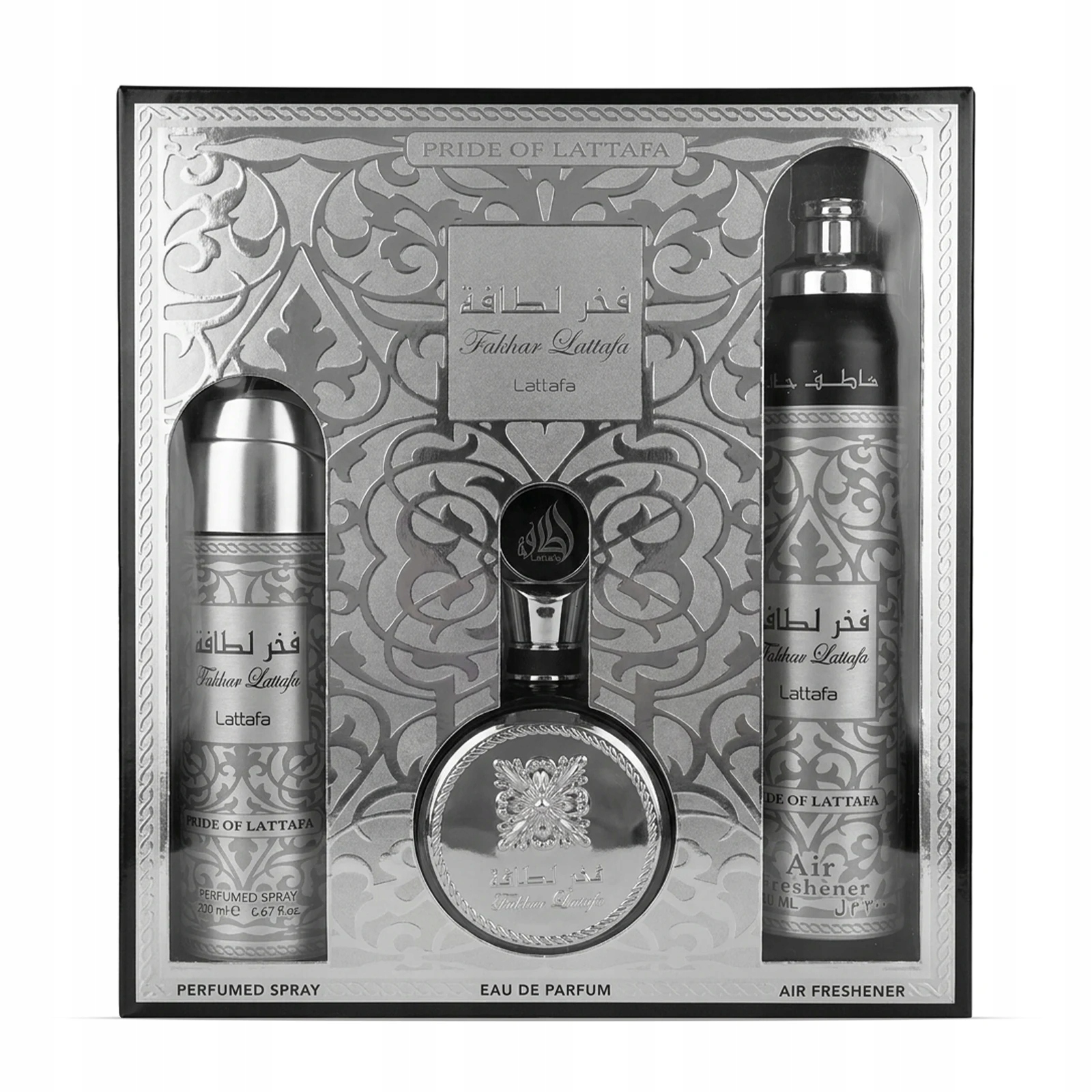 Lattafa Fakhar Set (M): Edp 100 ml Perfumed Spray 200 ml Freshener 300