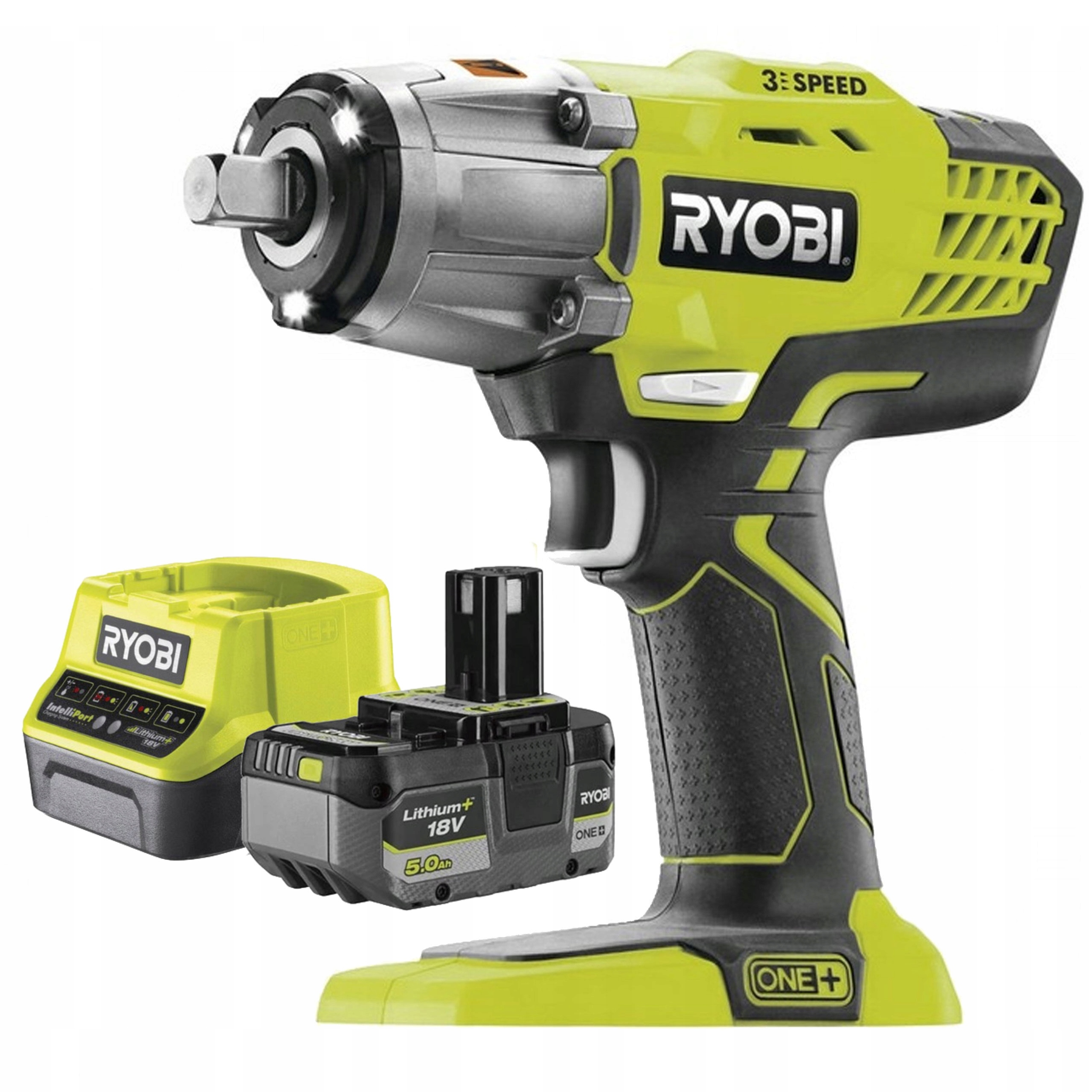 Ryobi Výkonný Akumulátorový Rázový Uťahovák R18IW3 18V 400Nm Nabíjačka Aku 5Ah