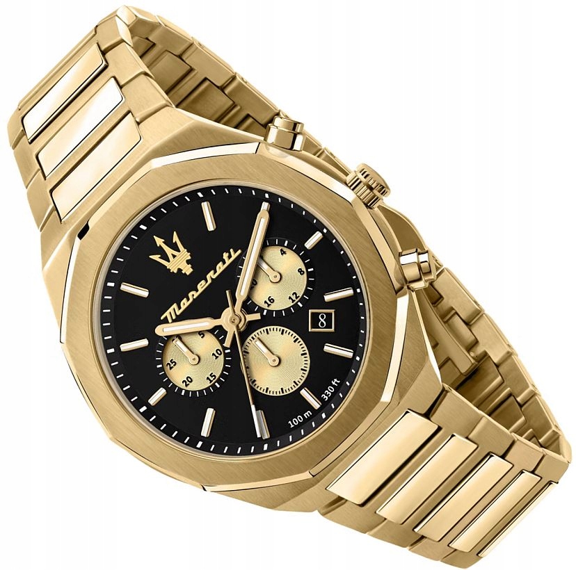 Zegarek Męski Maserati R8873642001 Modny Czarno-złoty Chrono Szafir Ø45mm