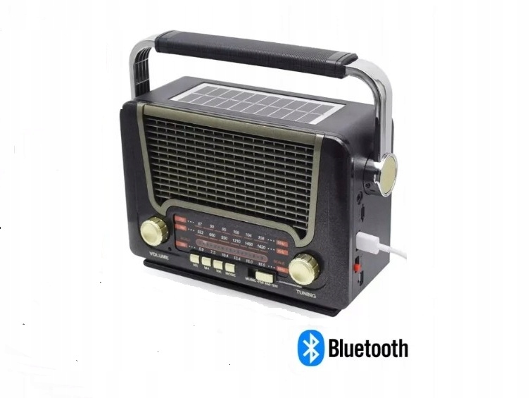 Radio Przenośne Solarne Z Akumulatorem Latarką Zailane Z Usb I Akumulatora