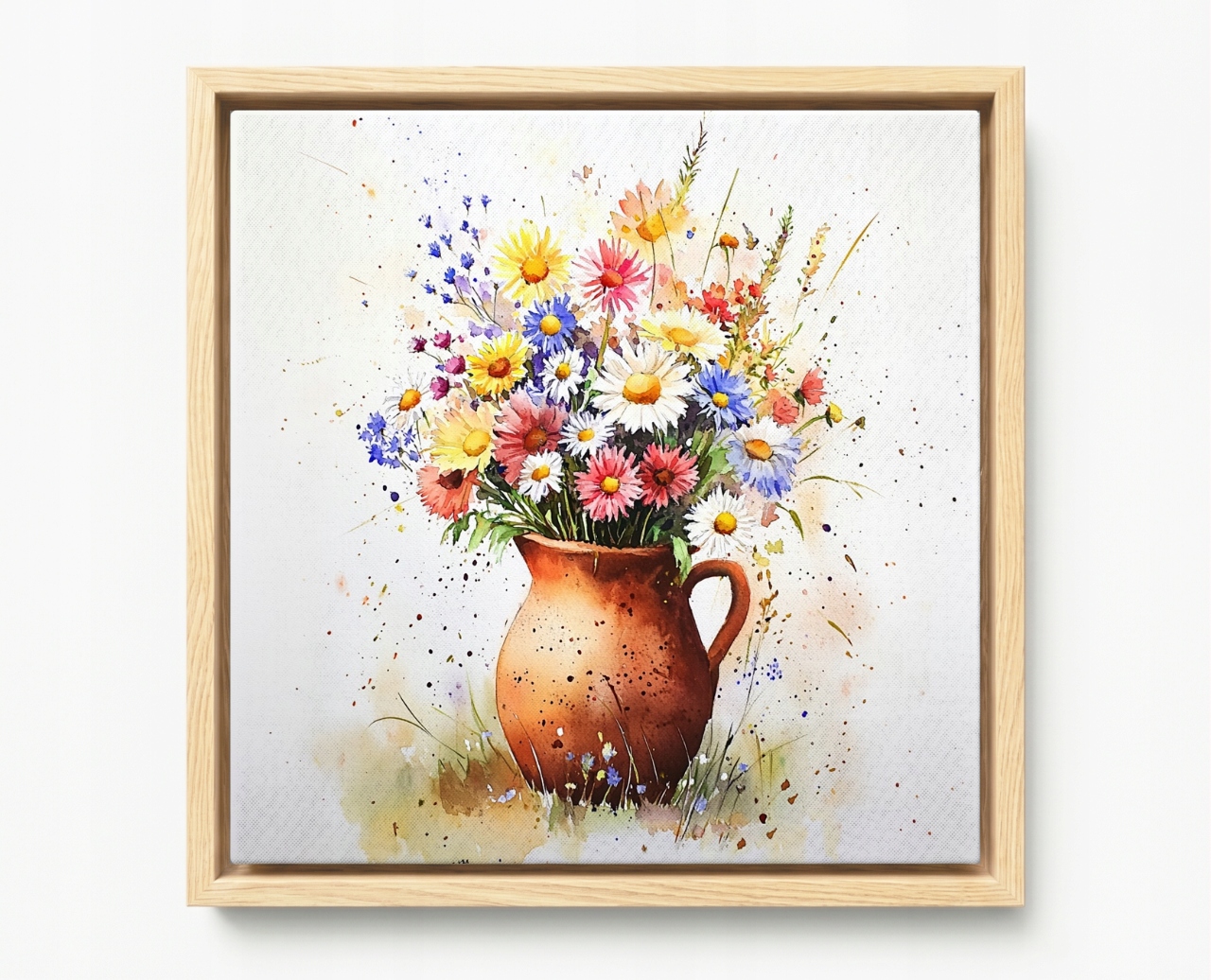 Obraz Rám Americký Box Dekorace Barevné Květiny Kytice Džbán 50x50
