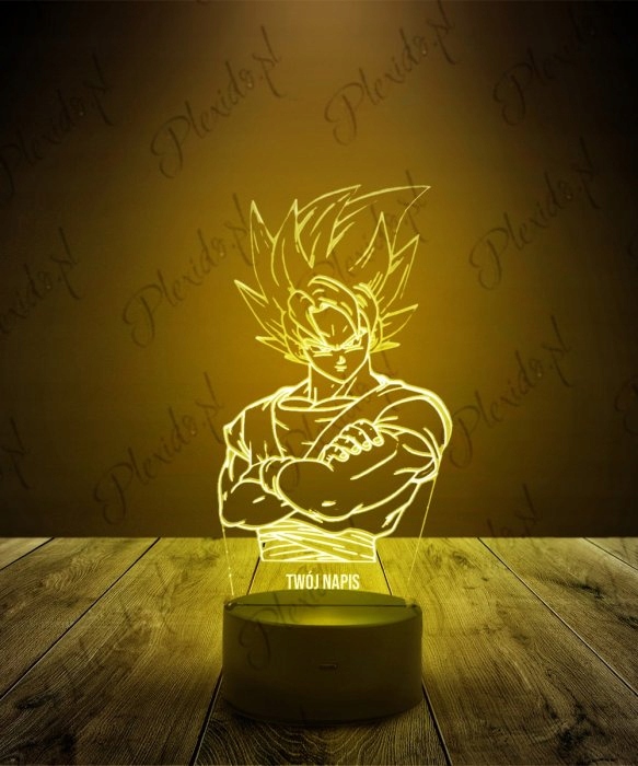 Lampka Nocna Statuetka Led Anime Dragon Ball Son Goku Twój Napis + Pilot Marka Plexido