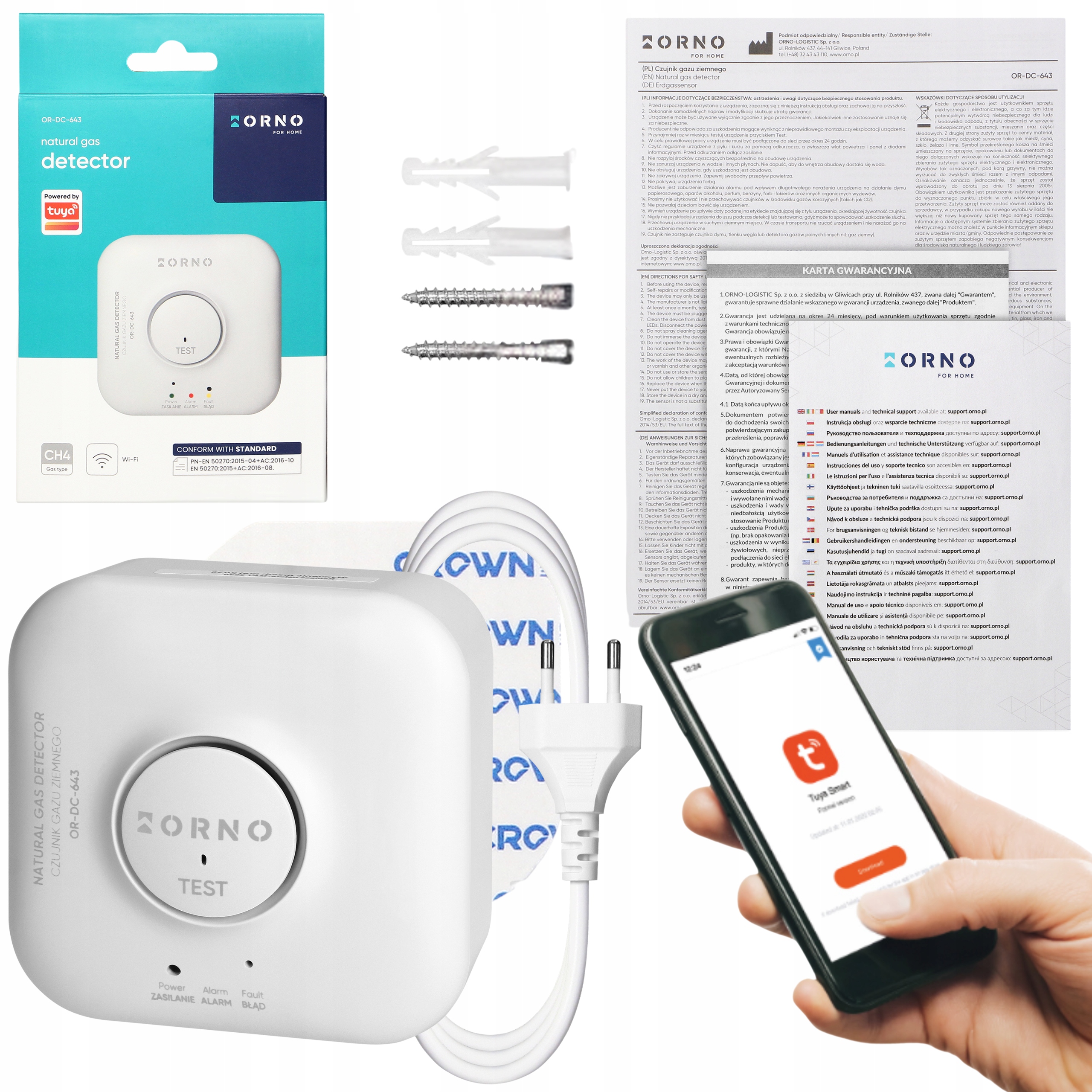 Detektor Detektor Plynu 230 V Ac Aplikace Tuya Smart Wi-Fi