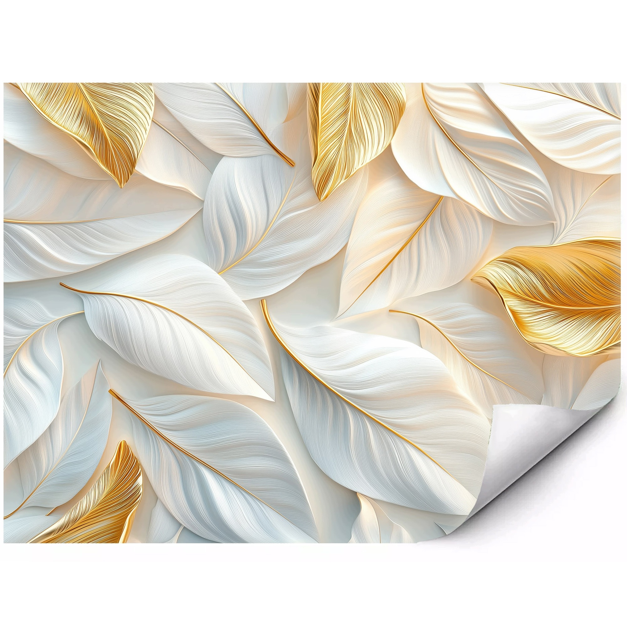 Fototapeta Premium Białe i złote liście glamour 350x250 cm
