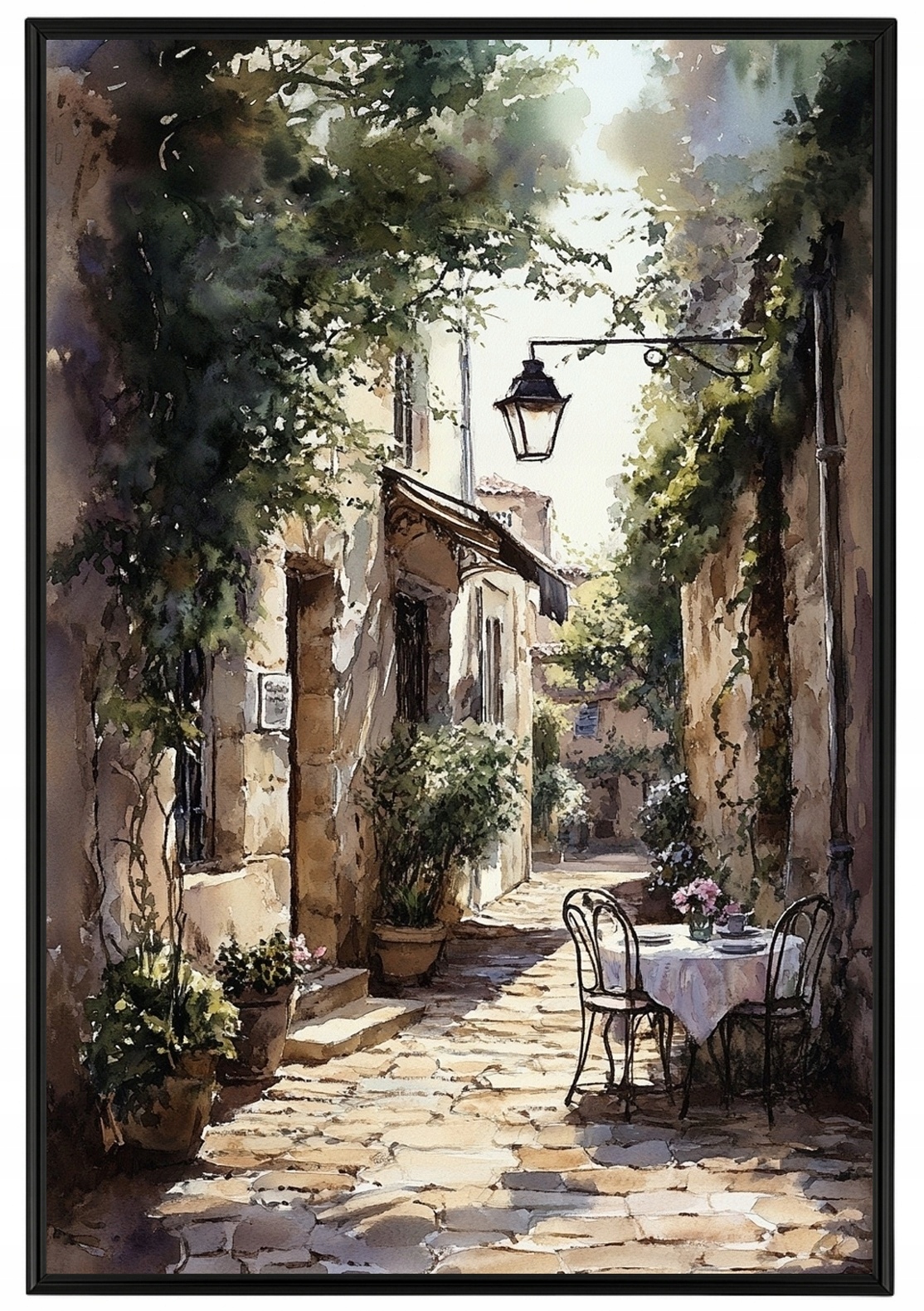 Plakát S Hliníkovým Rámeček , Město, Jižní Ulice, Chladník, Domy, Kavárna, 40x60