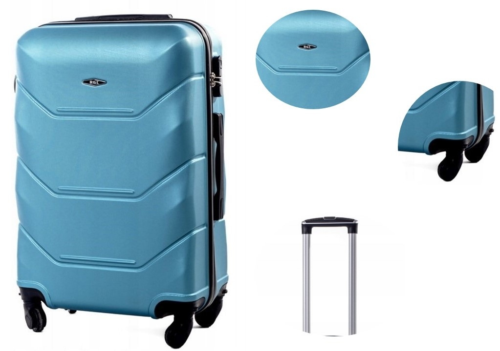 Walizka Duża Podróżna Rgl Twarda Bagaż Niebieski Metaliczny