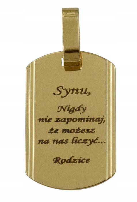 Wisiorek Złoty Blaszka Nieśmiertelnik Zawieszka pr 585 Grawer Gratis
