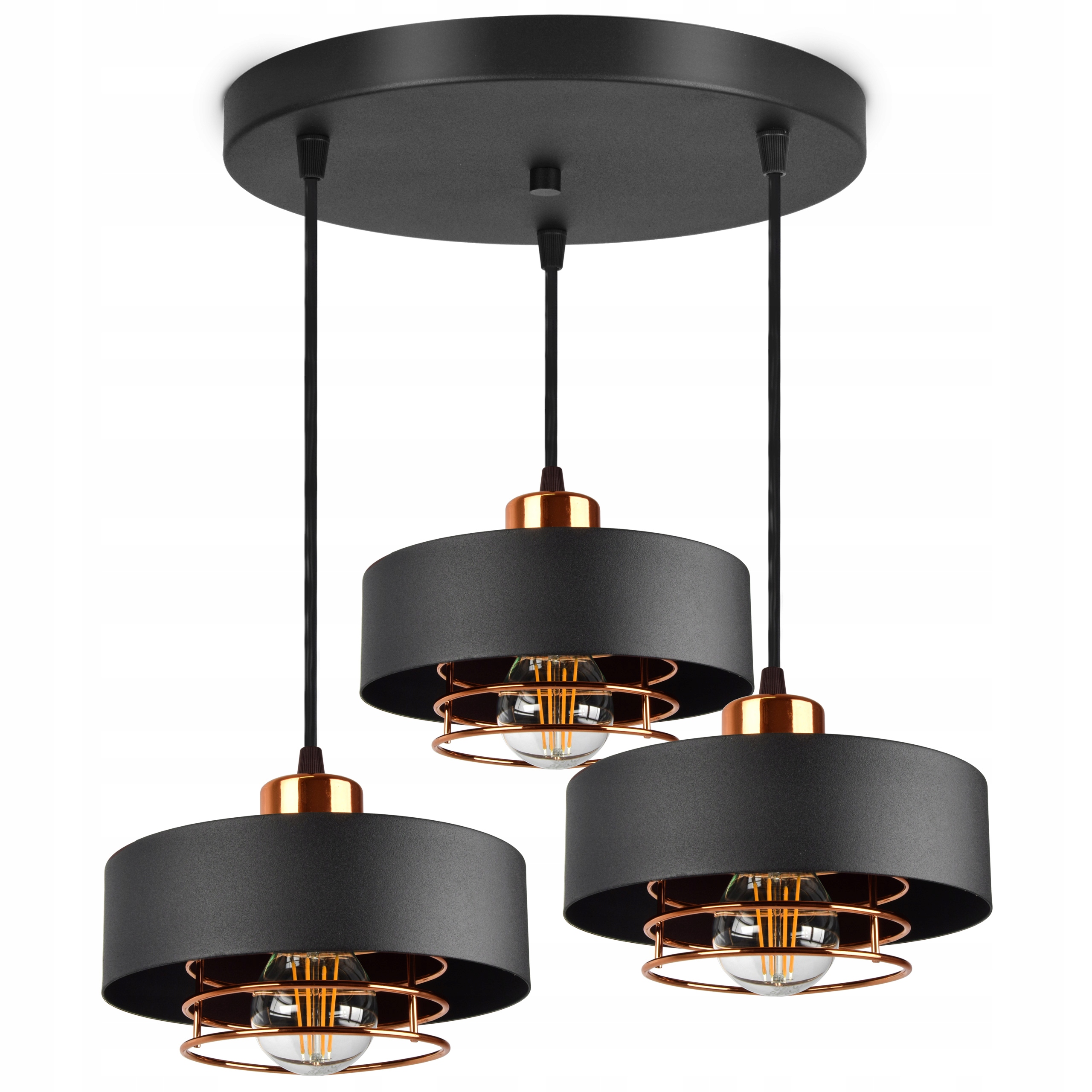 

Lampa Wisząca Sufitowa Żyrandol Czarna z Miedzią