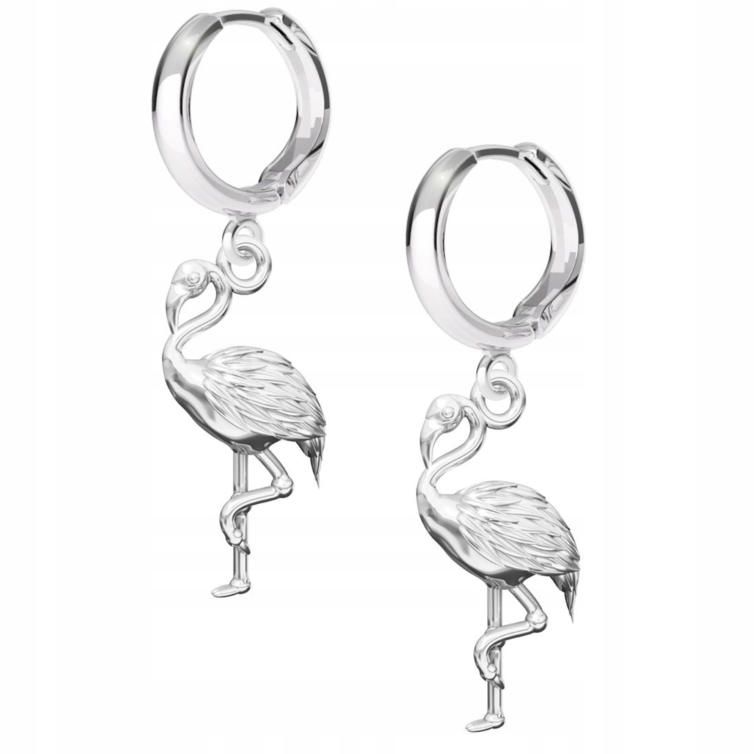 Stříbrné náušnice Plameňák Zvíře 925